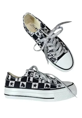 2Flyco - Women's Checkered Cowgirl Kickers Sneaker