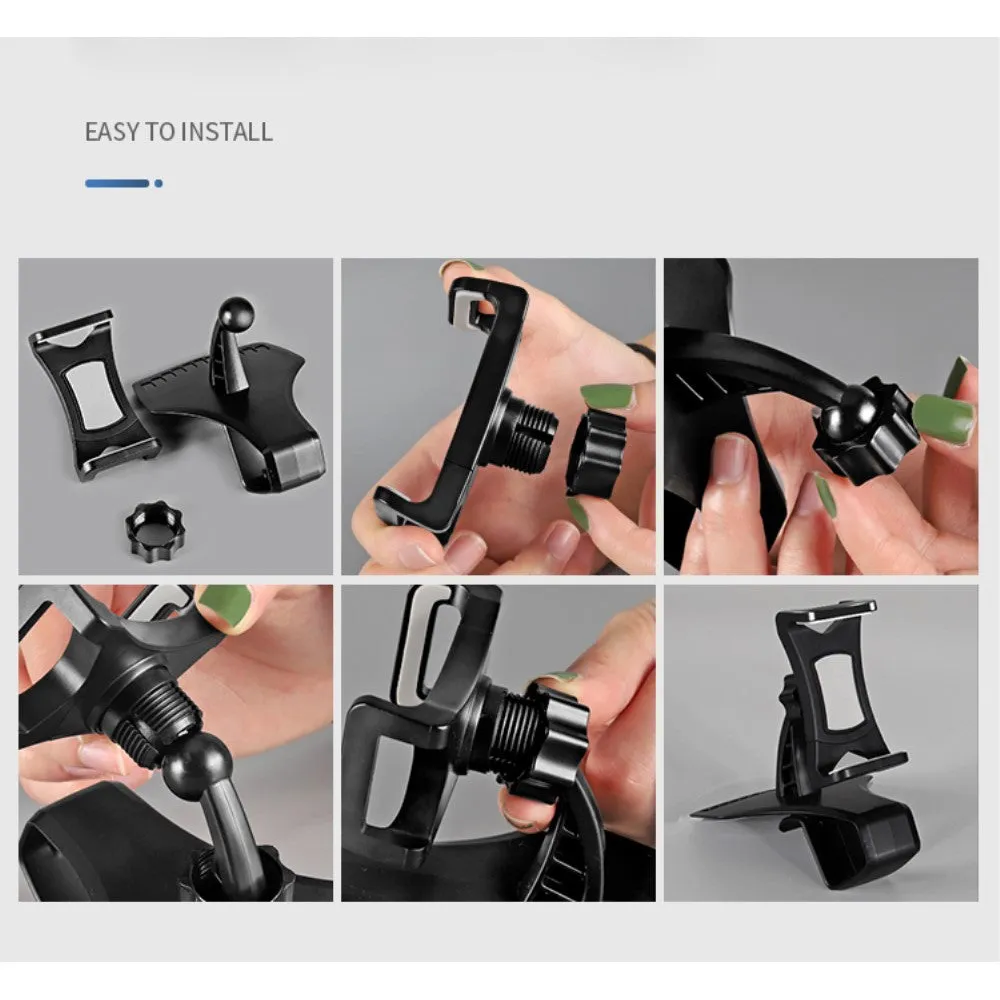 3 in 1 Car GPS Smartphone Holder: Dashboard / Visor Clamp   AC Grid Clip for Intex Cloud String HD (2016) - Black