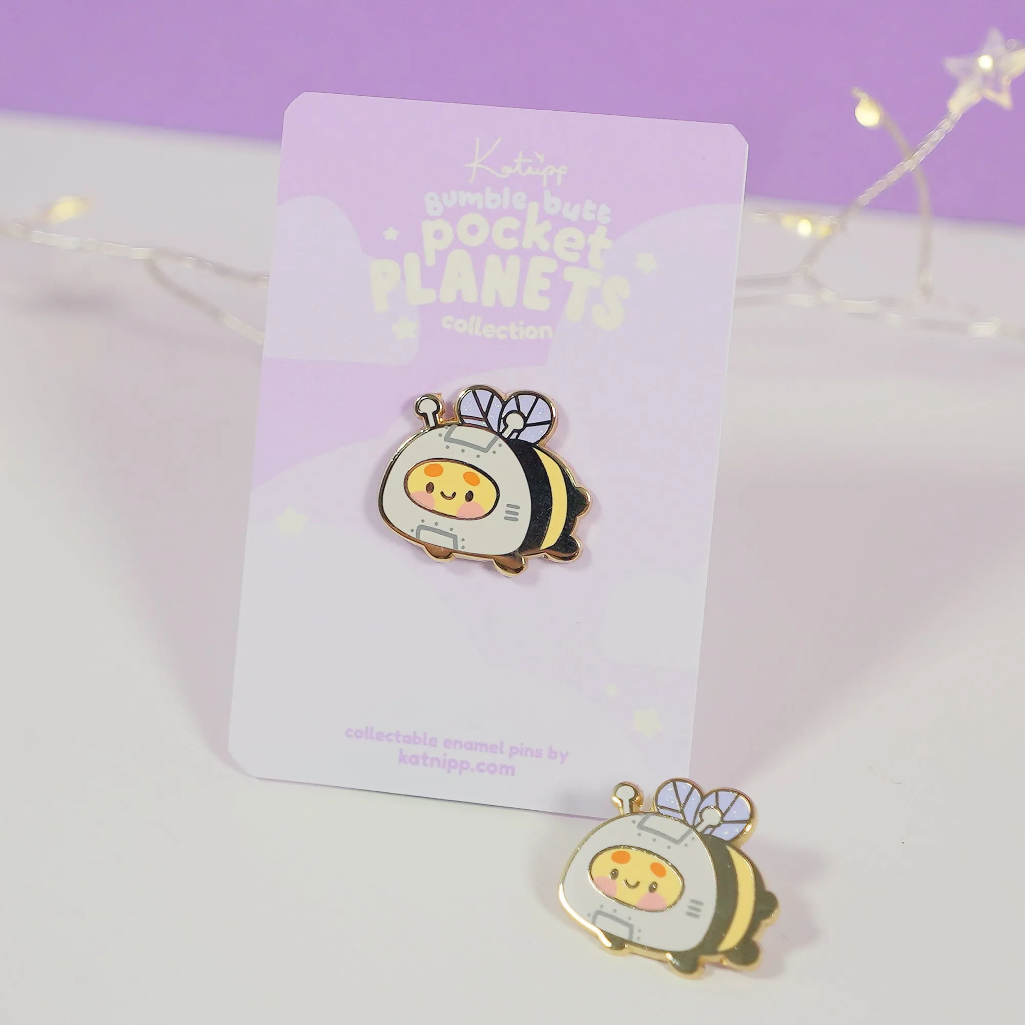 Bumblebutt Space Explorer Enamel Pin | Kawaii Bumblebee Astronaut | Space Enamel Pin Badge | Pocket Planets Collection