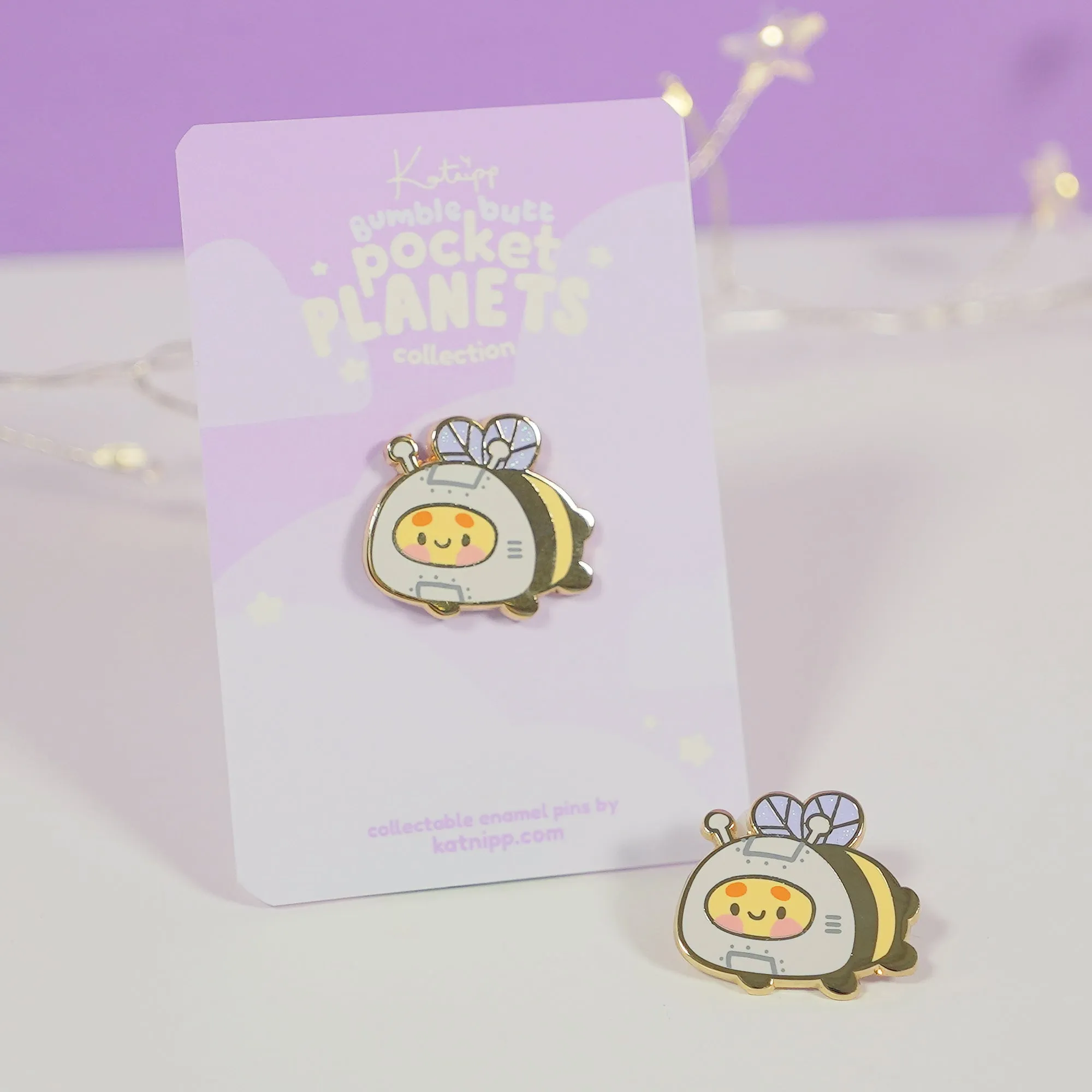 Bumblebutt Space Explorer Enamel Pin | Kawaii Bumblebee Astronaut | Space Enamel Pin Badge | Pocket Planets Collection