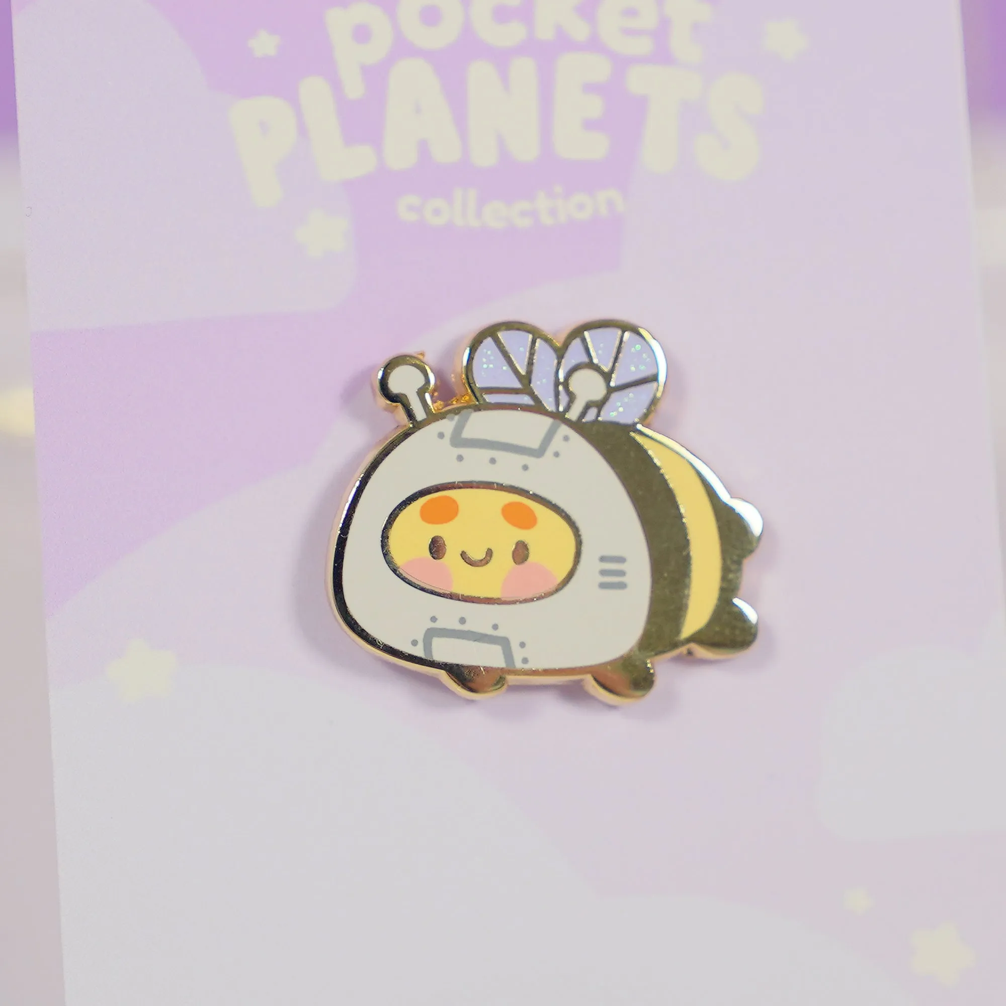 Bumblebutt Space Explorer Enamel Pin | Kawaii Bumblebee Astronaut | Space Enamel Pin Badge | Pocket Planets Collection
