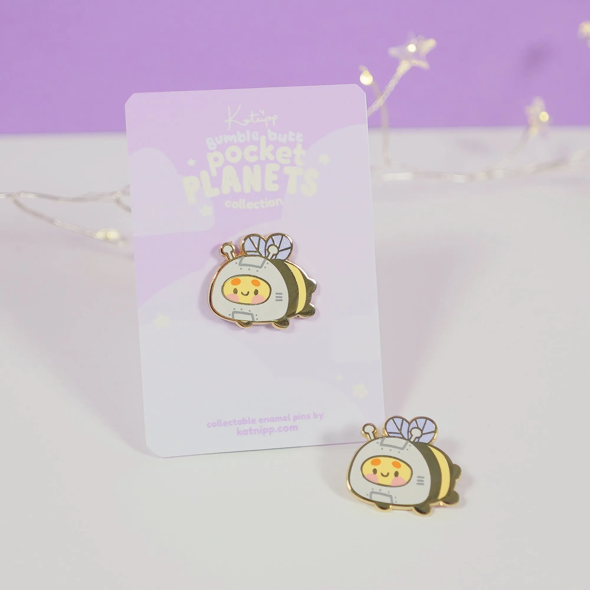 Bumblebutt Space Explorer Enamel Pin | Kawaii Bumblebee Astronaut | Space Enamel Pin Badge | Pocket Planets Collection
