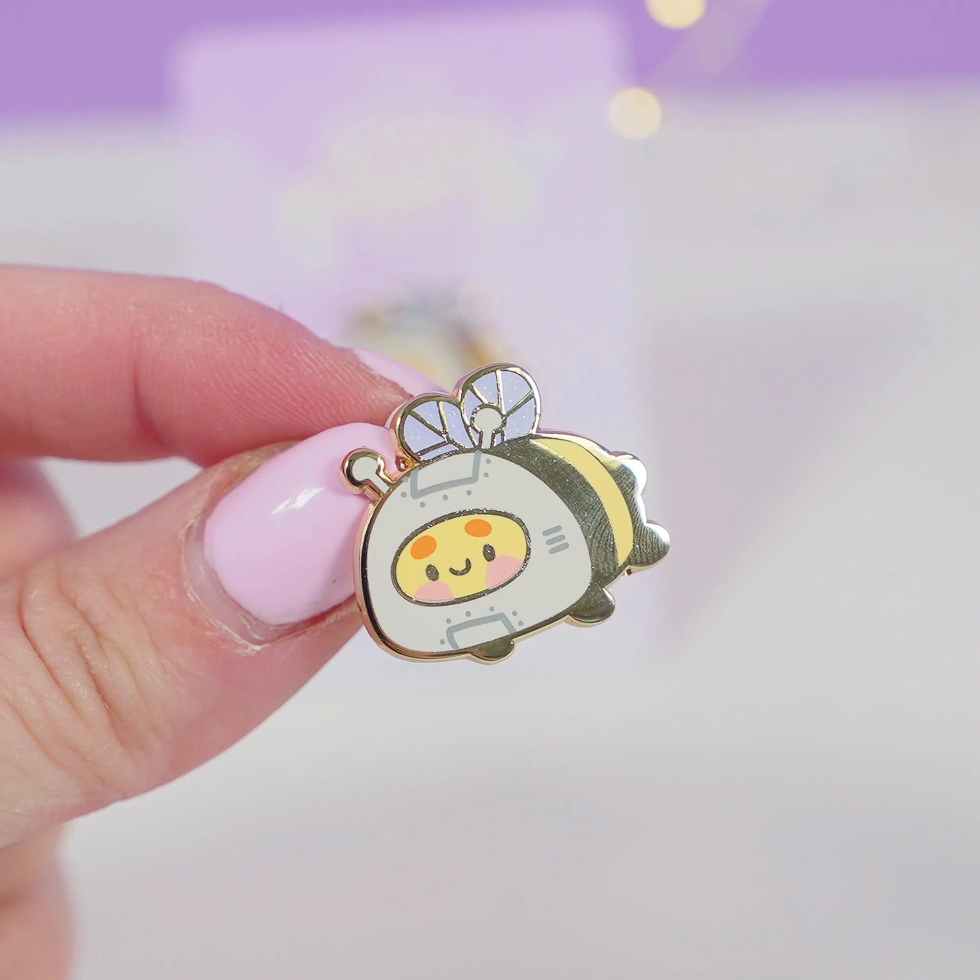 Bumblebutt Space Explorer Enamel Pin | Kawaii Bumblebee Astronaut | Space Enamel Pin Badge | Pocket Planets Collection