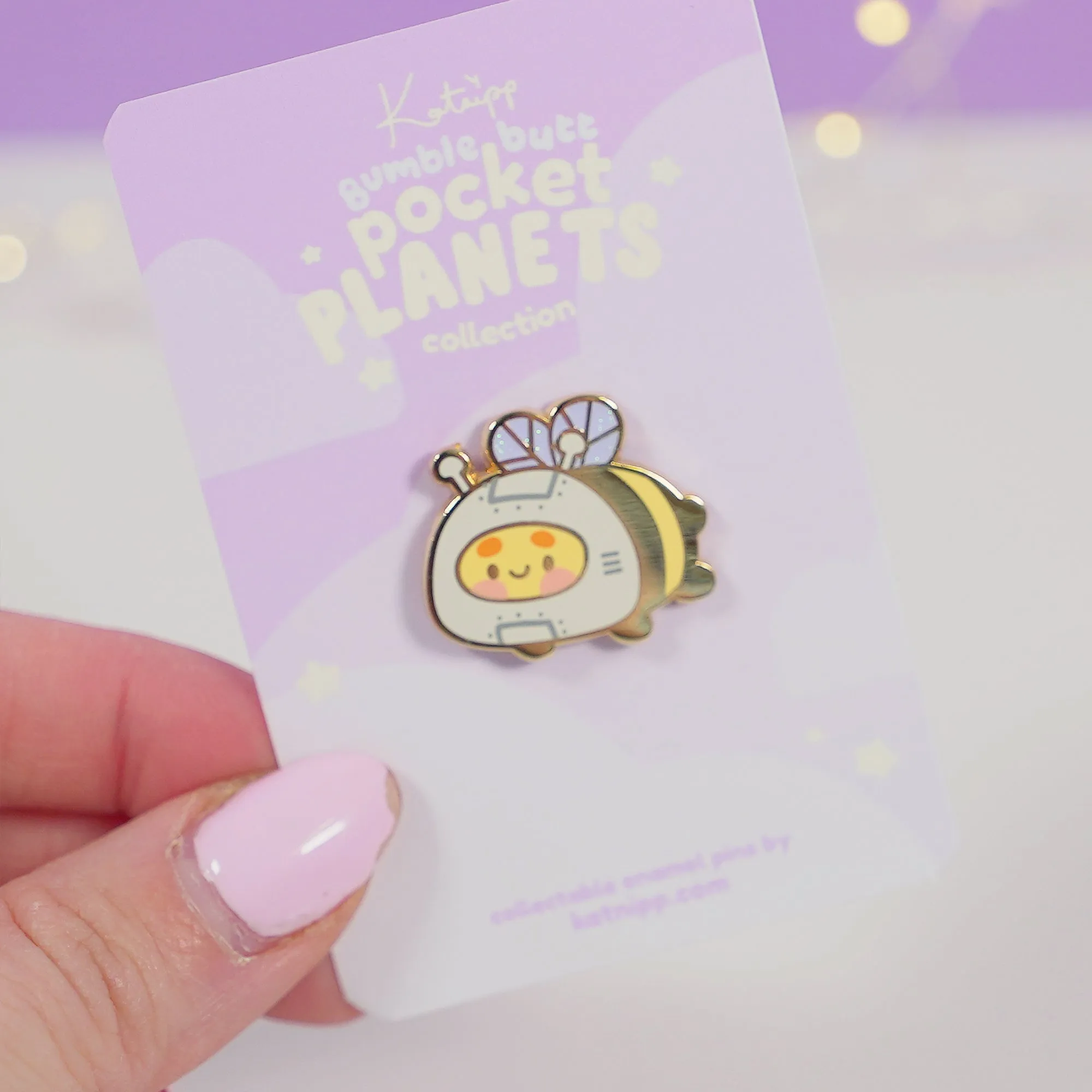 Bumblebutt Space Explorer Enamel Pin | Kawaii Bumblebee Astronaut | Space Enamel Pin Badge | Pocket Planets Collection