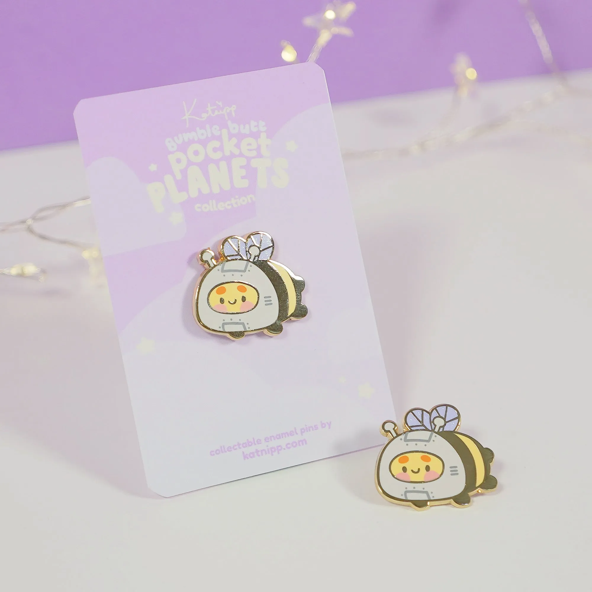 Bumblebutt Space Explorer Enamel Pin | Kawaii Bumblebee Astronaut | Space Enamel Pin Badge | Pocket Planets Collection