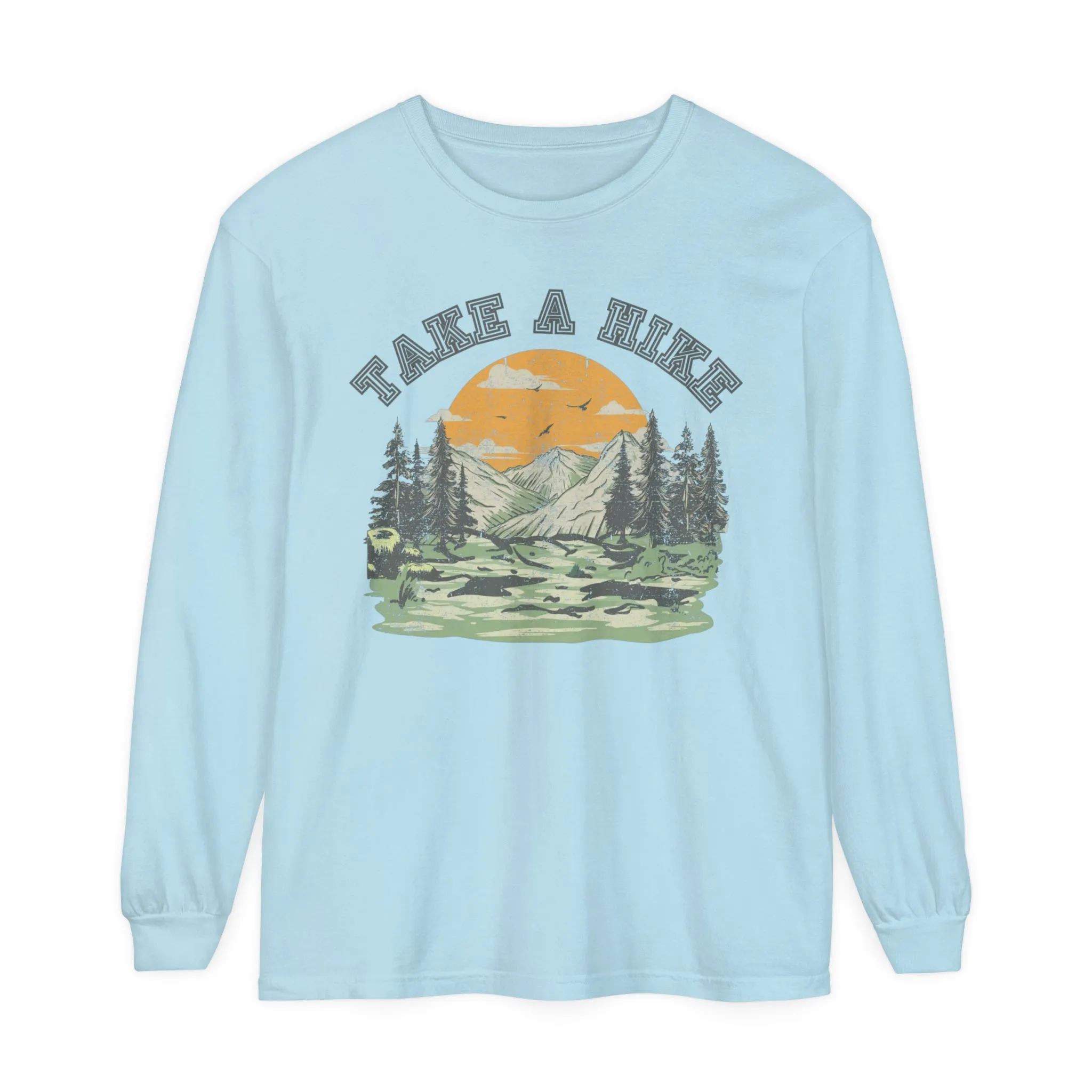 Comfort Colors Garment-Dyed Long Sleeve T-Shirt - 'Take a Hike' Mountain View Adventure Tee