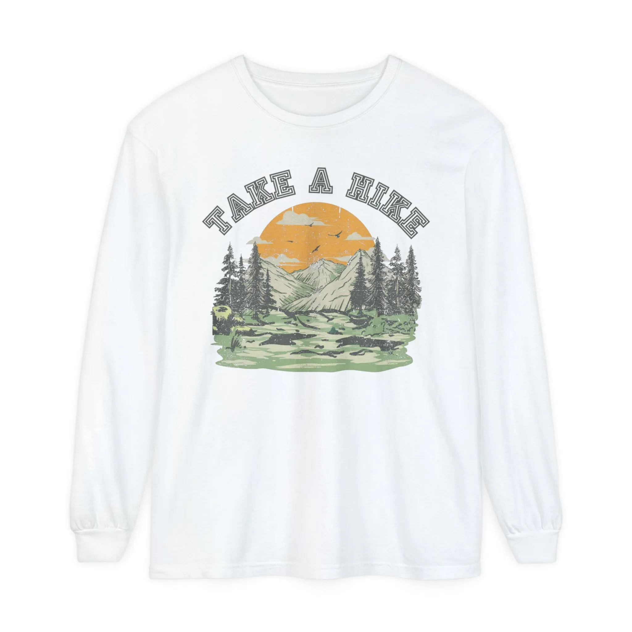 Comfort Colors Garment-Dyed Long Sleeve T-Shirt - 'Take a Hike' Mountain View Adventure Tee
