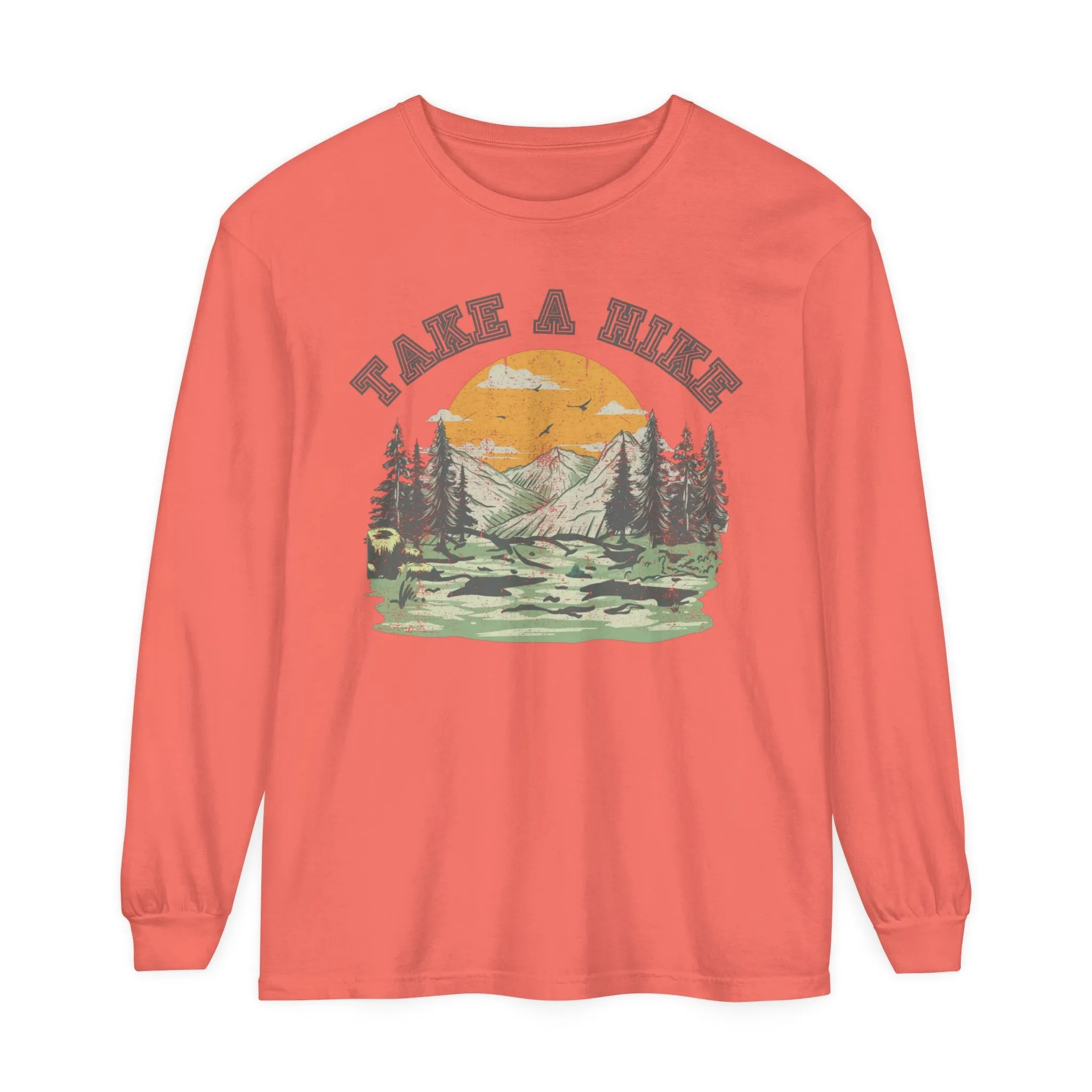 Comfort Colors Garment-Dyed Long Sleeve T-Shirt - 'Take a Hike' Mountain View Adventure Tee