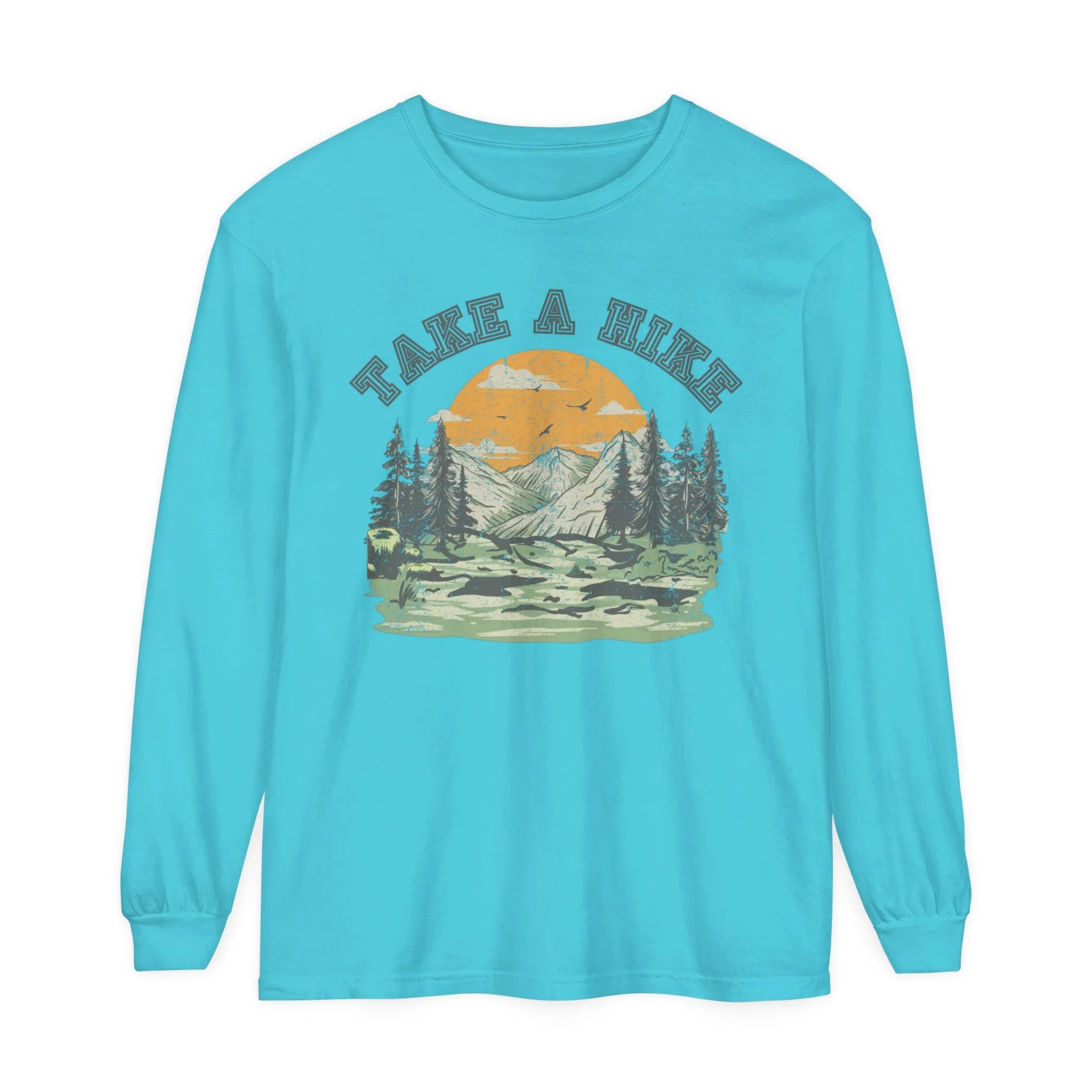 Comfort Colors Garment-Dyed Long Sleeve T-Shirt - 'Take a Hike' Mountain View Adventure Tee