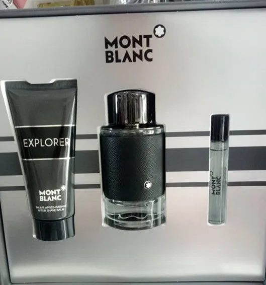Montblanc Explorer Men Gift Set (3.3-oz .Eau de Parfum Spray,  0.25-oz. Travel Spray, 3.3-oz. After Shave Balm)