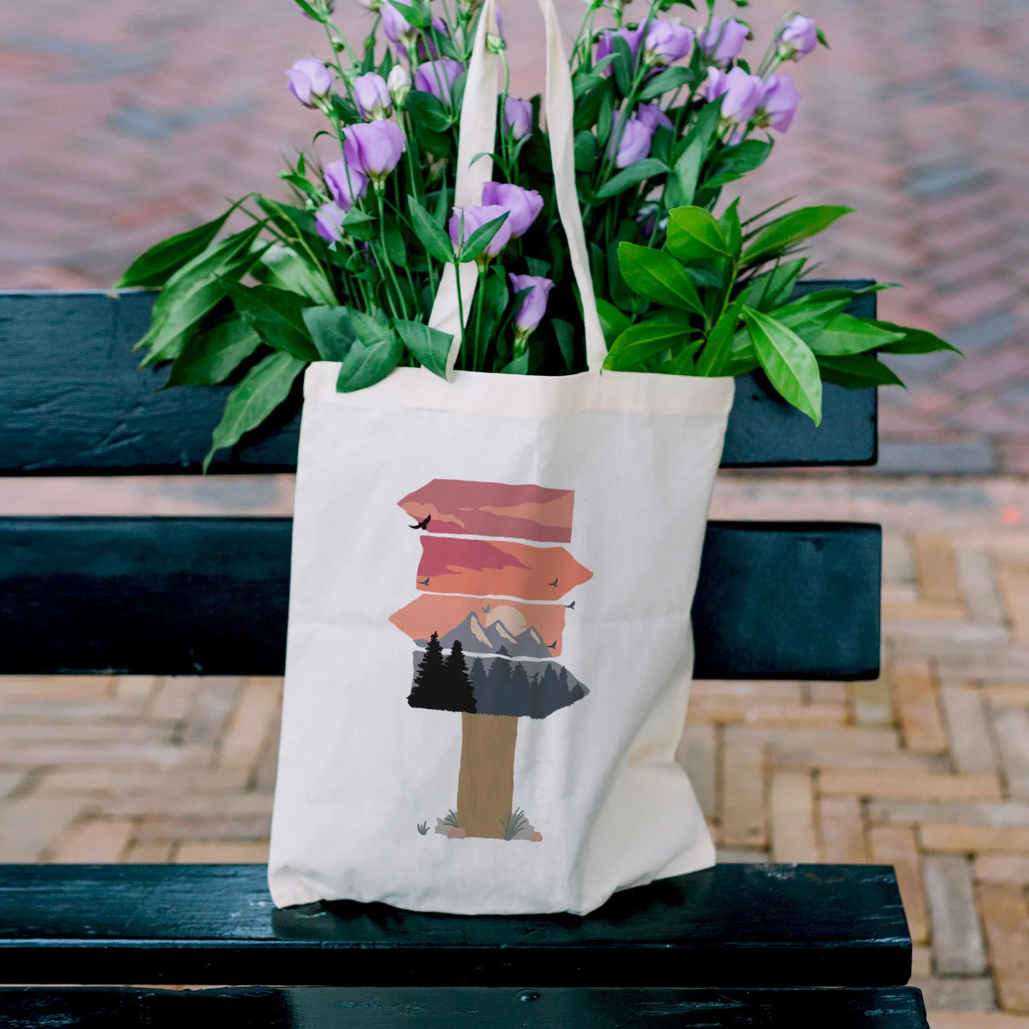 Mountain signboard Tote Bag