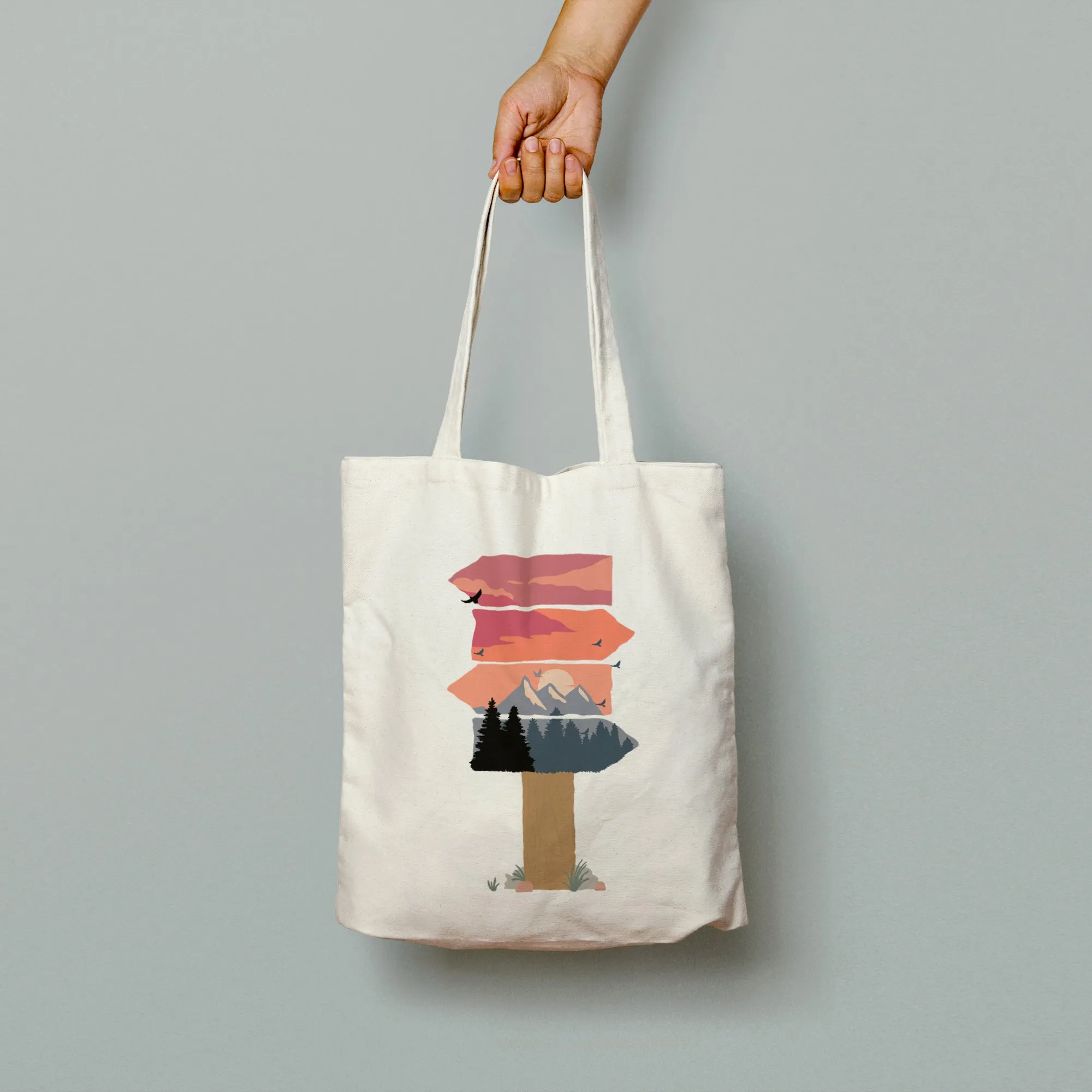 Mountain signboard Tote Bag