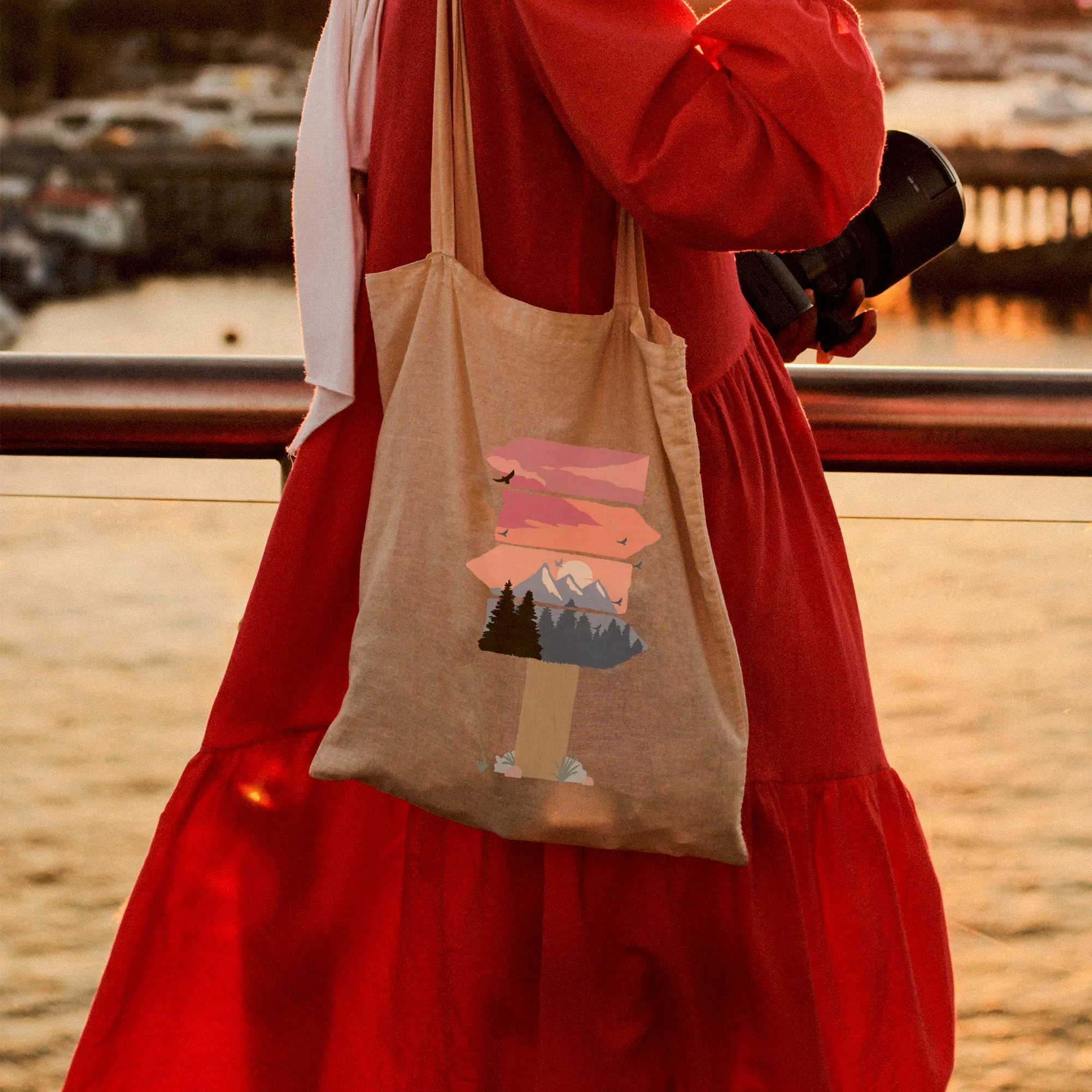Mountain signboard Tote Bag