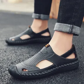 New Men's Shoes Leather Sandals Beach Shoes