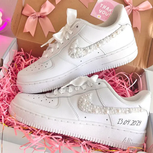 Pearl Ribbon Wedding Gift Custom Air Force 1