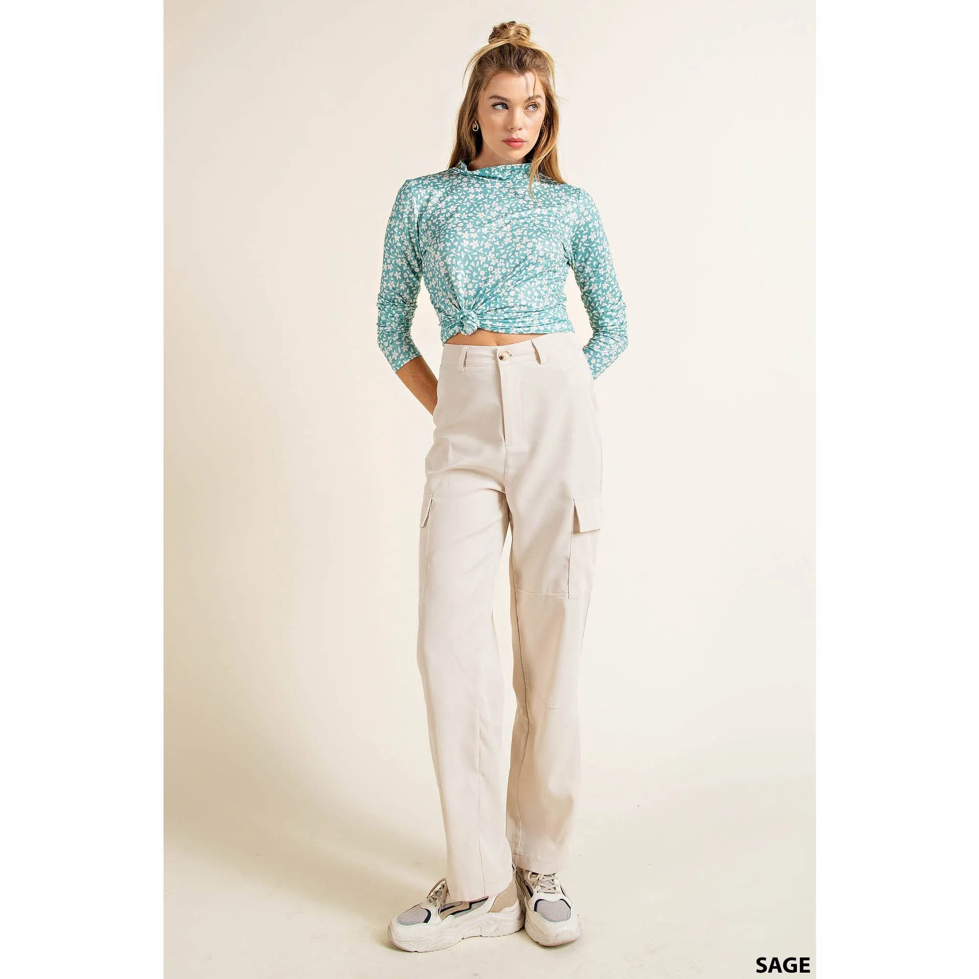 Printed Layering Mock Neck Top